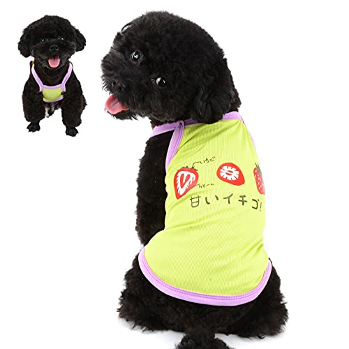 PAIDEFUL Hundeshirts für Kleine Mittelgroße Hunde Katzen Weibliche Mädchen Weiche Baumwolle Weste T-Shirts Hosenträger Atmungsaktive Welpen Chihuahua Yorkie Kleidung Haustier Sommer Erdbeer Gelb L von PAIDEFUL