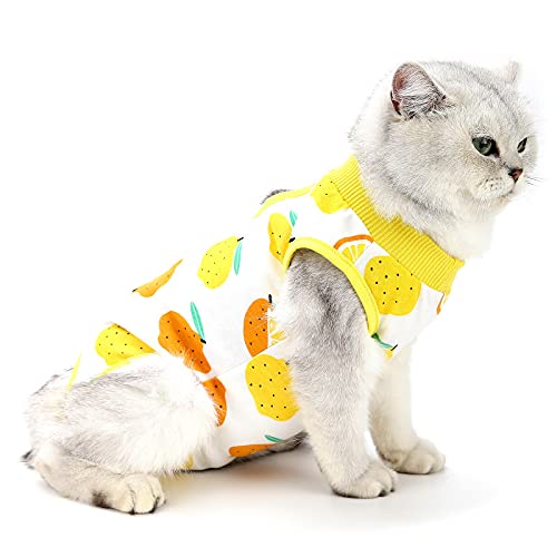 PAIDEFUL Medical Pet Shirt Katze Body für Hunde Nach op Hund Kastration Weiche Baumwolle E-Kragen Alternative Haustiere Krankenpflege Kleidung Wundschutz Verhindern Lecken Hautkrankheiten Gelb L von PAIDEFUL