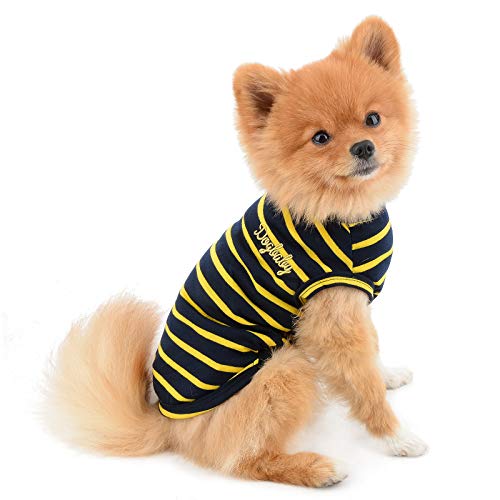 PAIDEFUL Kleidung für kleine Hunde, Katzen, Jungen, Mädchen, Sommer, klassisch, gestreift, atmungsaktiv, Baumwolle, ärmellos, Chihuahua, Yorkshire von PAIDEFUL