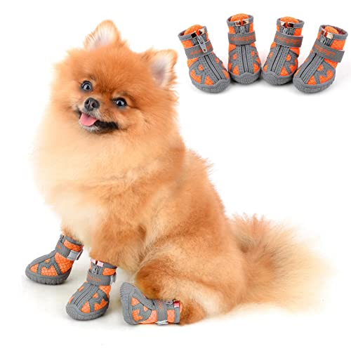 PAIDEFUL Pfotenschützer Hundestiefel Sommer für Kleine Hunde Reflektierendes Weiches Netz Atmungsaktive Verstellbare Wanderschuhe für Mittelgroße Hunde Haustier Gummi Anti-Rutsch-Sohle Sandalen von PAIDEFUL