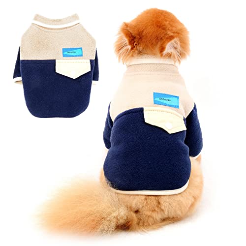 PAIDEFUL Plüsch Warmer Hund Pullover Mädchen Chihuahua Pullover Mode Patchwork Farbe Warme Strickwaren Winterkleidung für Welpen Weibliche Kleine Haustiere Katze Herbst Kaltes Wetter Beige M von PAIDEFUL