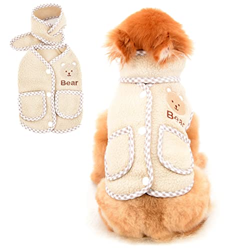 PAIDEFUL Plüsch Warmer Hund Pullover Mädchen Chihuahua Pullover Weiche Jacke mit Halstuch Warme Strickwaren Winterkleidung für Welpen Weibliche Kleine Haustiere Katze Herbst Kaltes Wetter Braun L von PAIDEFUL