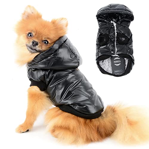 PAIDEFUL Wasserdichter Kleiner Hund Wintermantel Kapuzenjacke Puffermantel für Welpen Chihuahua Kleidung Kaltes Wetter Mädchen Jungen Große Katze Bekleidung Haustier Schneeanzug mit Kapuze Winddicht von PAIDEFUL