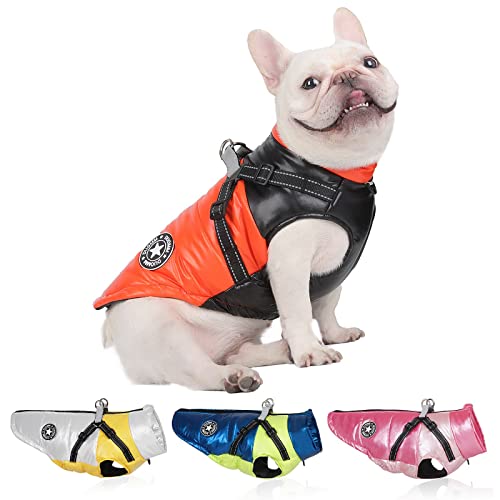 PAIDEFUL Wasserdichter Kleiner Hund Wintermantel Rollkragenjacke Weste Mantel für Welpen Chihuahua Kleidung Kaltes Wetter Mädchen Jungen Große Katze Bekleidung Haustier Schneeanzug Winddicht Orange S von PAIDEFUL