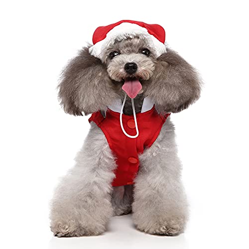 PAIDEFUL Weihnachtsmann Hund Kostüm mit Hut Weihnachten Santa Claus Anzug mit Kappe Xmas Kostüm für kleine mittelgroße Hunde und Katzen Große Hoodies Pet Apparel Mottoparty von PAIDEFUL