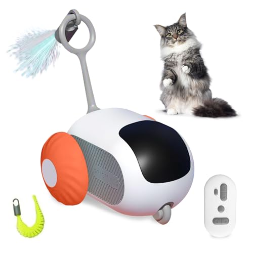 PAKESI Fernbedienung Smart Electric Cat Spielzeug, Interaktive Katze Spielzeug für Indoor Katzen, Gravity Automatische Mobile Auto Spielzeug, Katze Maus Spielzeug, Bewegliche Katze Spielzeug (orange) von PAKESI