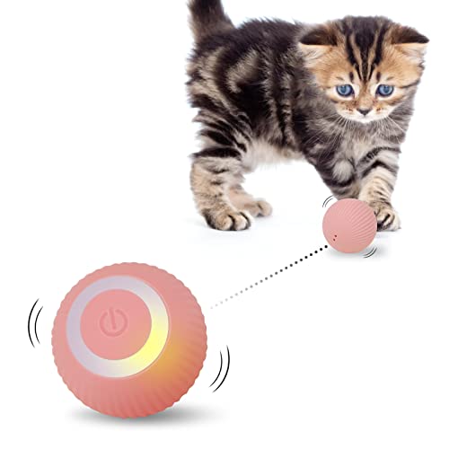 PAKESI Interactive Cat Toys Ball, Automatico 360 ° Auto-Rotante Rolling Ball Con USB Ricaricabile animale domestico Esercizio Chase Toy Ball per Gatto & Cane Giocare (Rosa) von PAKESI