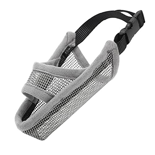 Mesh Dog Muzzle Breathable Dog Mouth Cover Anti Bark Bite Chew Training Muzzle Grey L von PAKEY