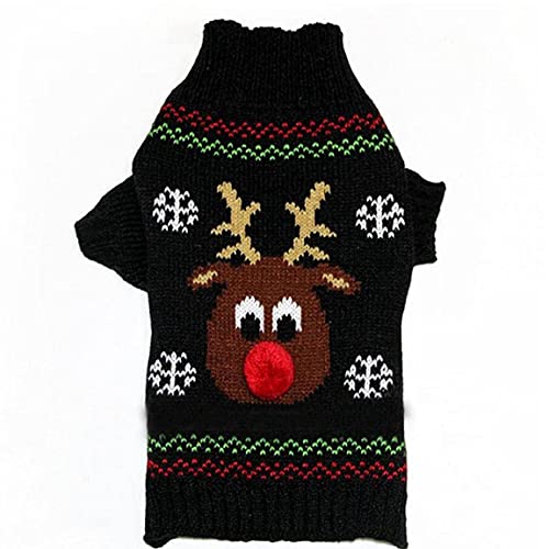 PAKEY Cartoon Reindeer Sweaters Black Pet Sweater Festival Gift S Size von PAKEY