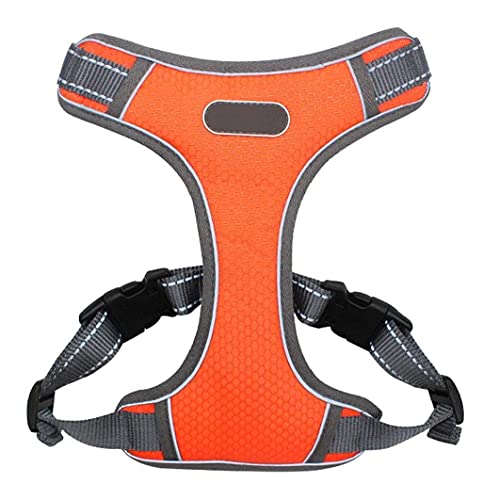 Reflective Mesh Dog Harness - Puppy Harness and Leash Set,Soft Mesh Dog Vest Harness, Reflective Orange M von PAKEY