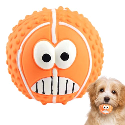 PALANK Haustier-Latexbälle, quietschender Hundespielzeugball aus Latex,Smile Face Hundebälle Spielzeug - Bissfeste, lustige, kauende, quietschende Gesichtsbälle für mittelgroße Katzen, kleine Hunde von PALANK