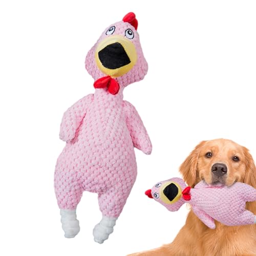 PALANK Hundespielzeug mit quietschendem Huhn, Hundespielzeug mit schreiendem Huhn,Weiches Hundespielzeug für Aggressive Kauer - Lustiges süßes Cartoon-schreiendes Huhn-Welpe, interaktives von PALANK