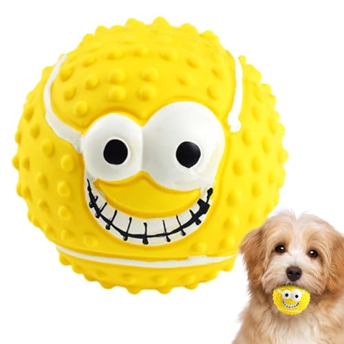 PALANK Quietschender Latex-Hundespielzeugball, Latex-Gesichtsball-Hundespielzeug - Quietschspielzeug für Hunde - Wiederverwendbares Hundespielzeug mit -Gesicht, quietschendes Hundespielzeug für kleine von PALANK