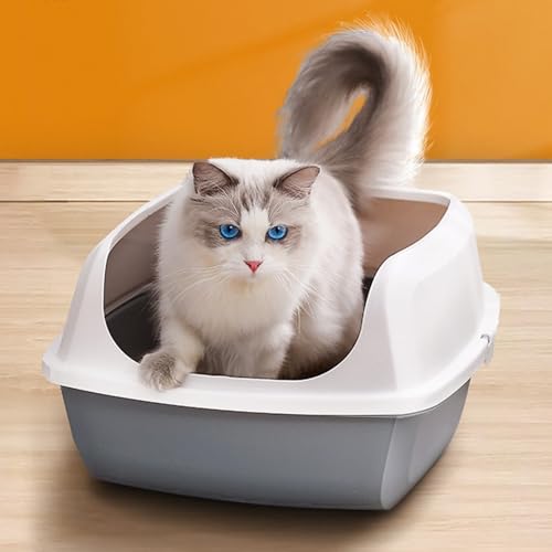 Gray Litter Pan, Cat Litter Box, Semi-open Plastic Litter Box, with Litter Scoop, 56 * 42 * 23.5cm von PALE