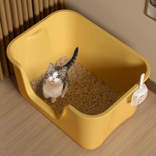 Große Katzentoilette, Offene Katzentoilette, Spritzwassergeschützt, Geeignet for Katzen Mit Einem Gewicht Von Weniger Als 15 Kg von PALE