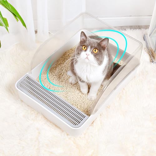 Plastic Litter Pan, Litter Box, Semi-Closed with Scoop, Removable Rim, Raised Fence von PALE