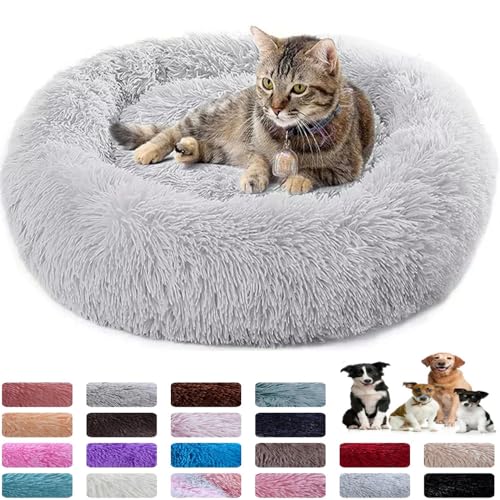 Hundebett Mittelgroße Und Grosse Hunde Hundekorb Waschbar Hundebett Rund Flauschig Rutschfest Hundebetten HundeköRbchen Anti Stress Hundebett Für Mittelgroße Und Grosse Hunde (70cm,Gray Coffee) von PAMEENCOS