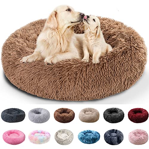 PAMEENCOS Flauschig Rund Katzenbett Hundebett 90 cm Donut Kuscheliges Hundekissen Hundekorb Waschbar Heimtierbedarf Für Kleine Mittelgroße Und Große Hunde (Diameter 100cm,E) von PAMEENCOS