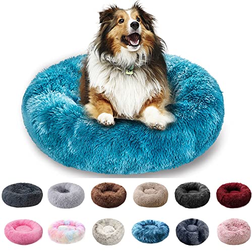 PAMEENCOS Fluffy Hug Hundebett Plüsch Hundedecke Sofa Sofaschutz Hund Hundekissen Donut Hundebett Für Kleine Und Mittelgroße Hunde (Diameter 100cm,Rose Pink) von PAMEENCOS