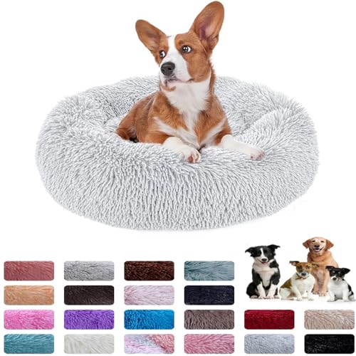 PAMEENCOS Haustierbett Donut Haustierbett Für Katzen Und Hunde Rundes Plüsch Hundebett Katzenbett In Doughnut-Form Waschbar Selbstwärmend Und Gemütlich Für Mittelgroße Hunde (100cm,Apricot) von PAMEENCOS