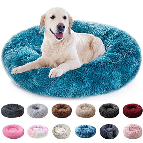 PAMEENCOS Hundebett Hundekissen Katzenbett Bagel Waschbar,Hundesofa Flauschig Kissen Rund Aus Plüsch Für Kleine,Mittelgroße & Große Hunde,Katzen (Diameter 100cm,I) von PAMEENCOS