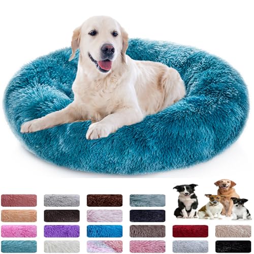 PAMEENCOS Hundebett Katzenbett Flauschig Rund Aus Plüsch Donut Kuscheliges Hundekissen Hundekorb Für Kleine Mittelgroße Und Große Hunde Katzen Und Andere Haustiere (50cm,Beige) von PAMEENCOS