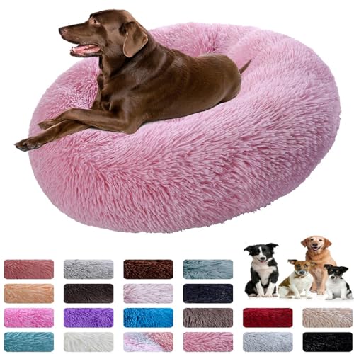 PAMEENCOS Hundebett Katzenbett Flauschig Rund Aus Plüsch Donut Kuscheliges Hundekissen Hundekorb Waschbar Für Kleine Mittelgroße Und Große Hunde Katzen Und Andere Haustiere (50cm,Apricot) von PAMEENCOS