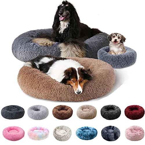 PAMEENCOS Hundebett Kleine Hunde Rund Donut-Design Anti Stress Hundekissen Hundesofa Katzenbett Für Nacht Katzenkörbchen Warm Winter (Diameter 100cm,Blue) von PAMEENCOS