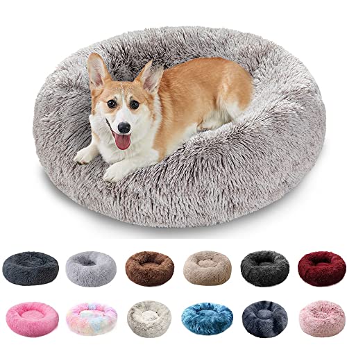 PAMEENCOS Weiches Flausching Hundebett Flauschiges Hundebett Grosse Hunde Hundebett Waschbar Für Große Hunde Plüsch Hundekissen Grosse Hunde (Diameter 50cm,Dark Coffee) von PAMEENCOS