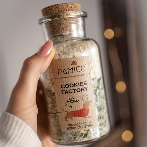 PAMICO Backmischung im Glas | Cookies Factory auch für Backmatten geeignet | DIY-Backmischung für Hundekekse | Geschenk-Idee zu Weihnachten, Nikolaus | mit gefriergetrockneten Zutaten von PAMICO