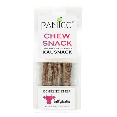 PAMICO Chew Snack Gefriergetrocknete Ochsenziemer 200 g – 100% natürlicher, geruchsarmer Kauartikel für Hunde – Gesund & proteinreich, perfekt für Zahnpflege, Made in Germany von PAMICO