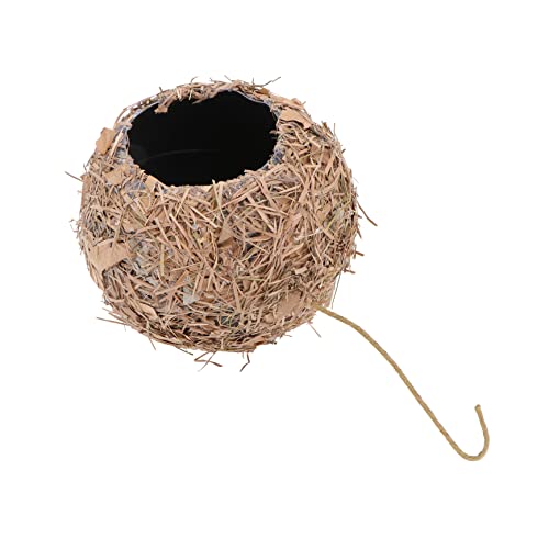 PAMINGONO 1Stk Vogelnest aus Stroh Miniaturdekoration gewebtes Vogelhaus hängendes Kolibri- Strohvogel Vogelhütte Easter Decoration osterndeko Gartenbedarf Gartendekoration Gras Coffee von PAMINGONO