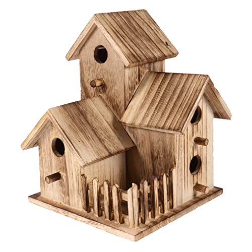 PAMINGONO Dach Vogelnest Holz Vogelhaus Mit Wetterfestem Dach Und Ständer Kreatives Vogelschutz Kunsthandwerk Für Wildvögel Ideal Zum Bemalen Und Dekorieren Im Garten von PAMINGONO