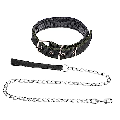 PAMINGONO Langlebiges Hundehalsband Set Mit Ziehender Eisenkette 2 Stück Schwarz Größe L Für Hunde 75 30 Kg Robust Und Sicher Hochwertiges Haustierzubehör von PAMINGONO