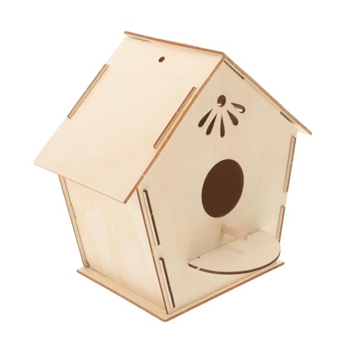 PAMINGONO Vogelhausspielzeug Aus Holz Vogelhaus Zeichnen DIY Hängendes Handwerk Vogelhaus Aus Holz Selber Bauen Holzmalerei DIY Spielzeug Dekoratives Vogelhaus Unlackiertes Vogelhaus Hölzern von PAMINGONO