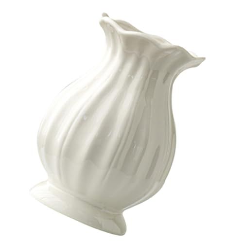 PAMINGONO Wellenförmige Weiße Keramikvase Für Moderne Tischdekoration Minimalistische Blumenvase Für Trockenblumen Und Frische Blumen Ideal Für Regal Und Wohnungsdeko von PAMINGONO