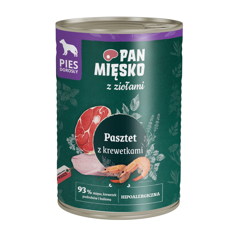 Pan Mięsko Dog 12 x 400 g - Pastete mit Garnelen von PAN MIĘSKO