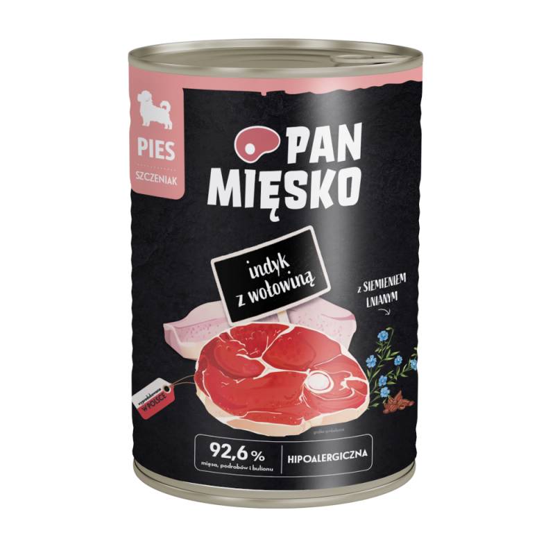 Pan Mięsko Dog 12 x 400 g - Puppy Truthahn mit Rind von PAN MIĘSKO