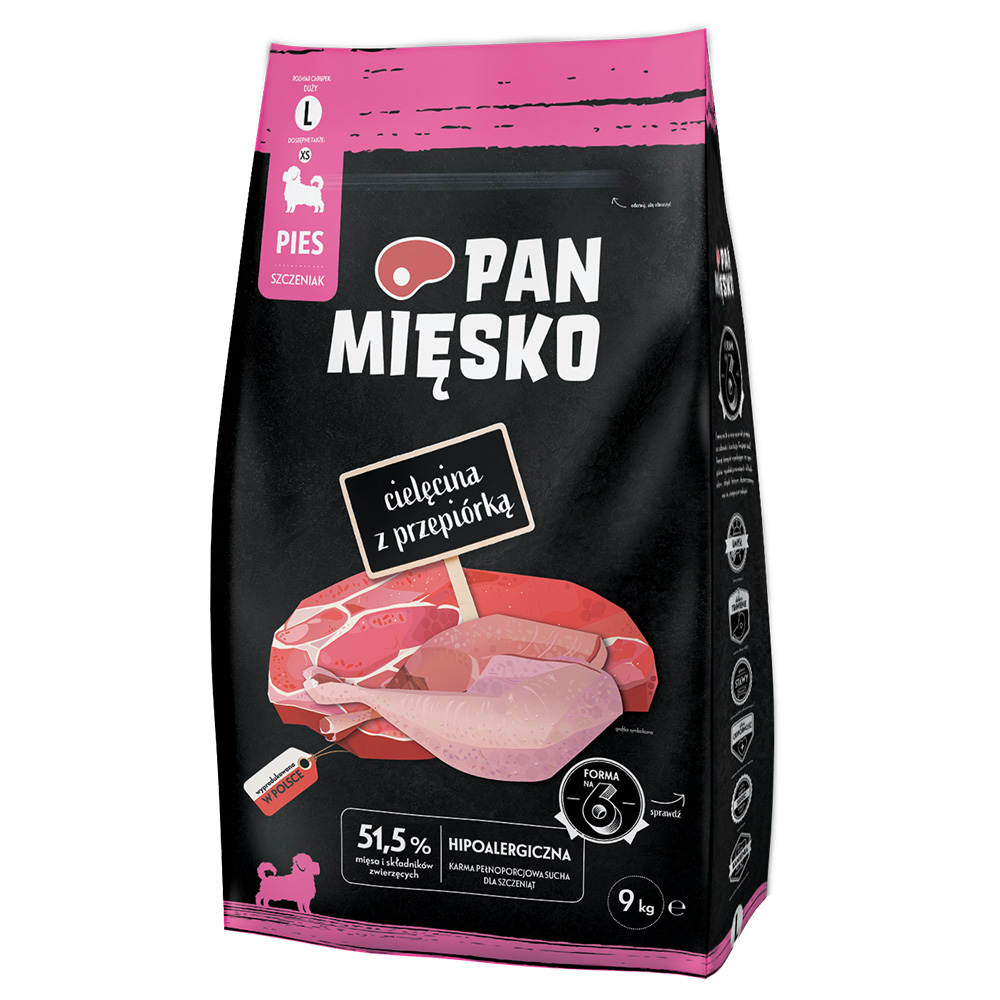 Pan Mięsko Large Puppy Kalb mit Wachteln - 9 kg von PAN MIĘSKO