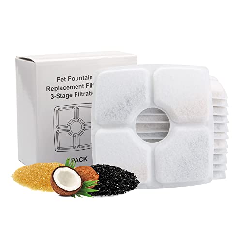 Pandola Haustier-Springbrunnen filter, automatischer Haustierbrunnenspender für Hunde und Katzen, für 2,5 l Blumenbrunnen, Quadratische Filter, 12 Packungen von PANDOLA