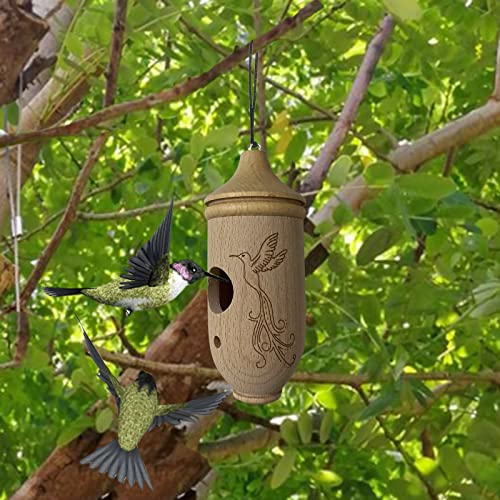 PANGHUBO Abnehmbare Kolibri-Häuser aus natürlichem Holz, Kolibri-Häuser zum Aufhängen im Freien, Premium-Vogelhäuser für Garten, Fenster, Außenbereich, Haus (A) von PANGHUBO