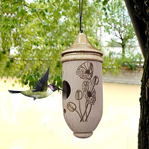 PANGHUBO Abnehmbare Kolibri-Häuser mit Gewinde, natürliches Holz, Kolibri-Häuser zum Aufhängen im Freien, Premium-Vogelhäuser für Garten, Fenster, Außenbereich, Haus (B) von PANGHUBO