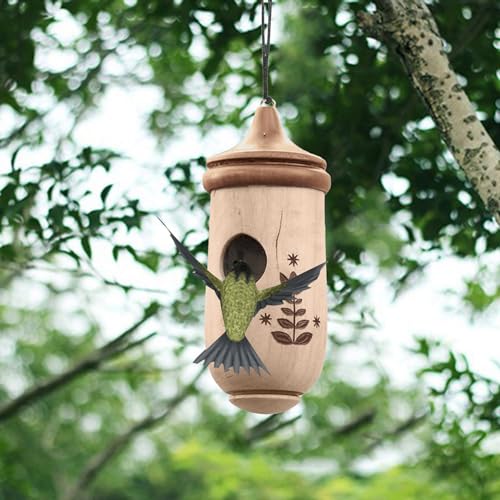 PANGHUBO Abnehmbare Kolibri-Häuser mit Gewinde, natürliches Holz zum Aufhängen im Freien, Premium-Vogelhäuser für Garten, Fenster, Outdoor, Haus (C) von PANGHUBO