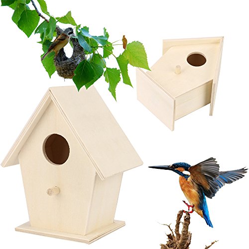 PANGHUBO Vogel-Nistkasten, Holz-Vogel-Nistkasten zum Aufhängen, Vogelhaus für draußen, Garten, Terrasse, dekorativer Nistkasten, Vogelhäuser für kleine Vögel (D) von PANGHUBO