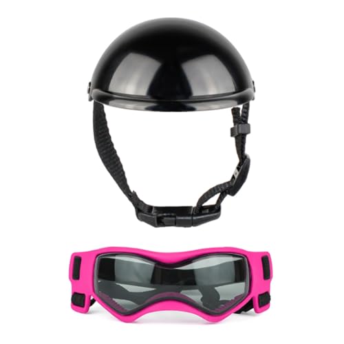 Welpen-Sonnenbrille und Helm-Set, Hundehelm mit Ohrloch, cooler Helm für Fahrrad, Hundebrille für Outdoor-Aktivitäten von PANHDK