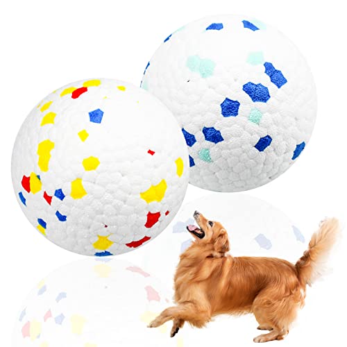 PANSYFEN 2 Stück Hund Kaubälle Spielzeug Ball Haustier Intelligenz Training Elastischer Hundespielzeugball Schwebende Kugel aus ETPU Interaktives Wasserspielzeug für Hunde Durchmesser 7,5 cm(Weiß) von PANSYFEN