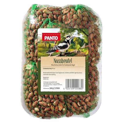 PANTO® Nussbeutel Wildvogelfutter 500g - Vogelfutter für Garten, Balkon, Futterhaus & Futterspender von PANTO