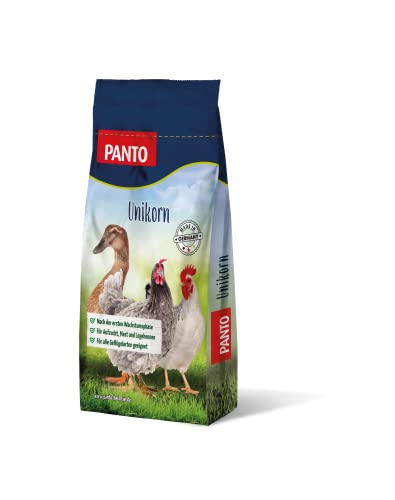 PANTO Hühnerfutter Unikorn 10 kg – gekörntes Geflügelfutter (3mm) für die Aufzucht, Mast, Legehennen - Alleinfuttermittel für Junghennen, Gänse, Enten, Pute von PANTO