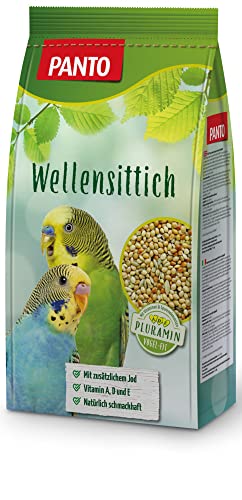 PANTO Wellensittichfutter mit Pluramin 5X 1 kg - artgerechte Saatenmischung für Wellensittiche, Vogelfutter mit natürlichem Jod von PANTO