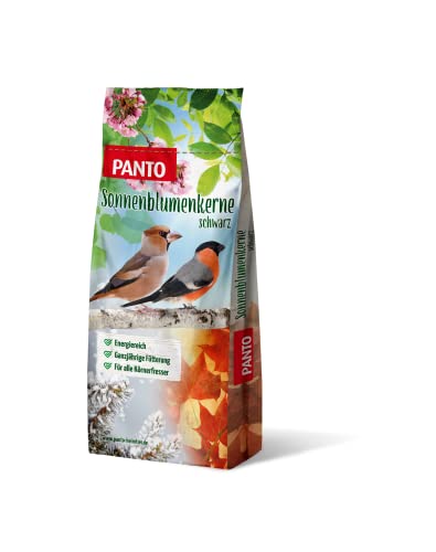 PANTO Sonnenblumenkerne schwarz 25 kg – Wildvogelfutter aus reinen, Sonnenblumenkernen, ganzjähriges Vogelfutter für Futterplätze & Vogelhäuschen von PANTO